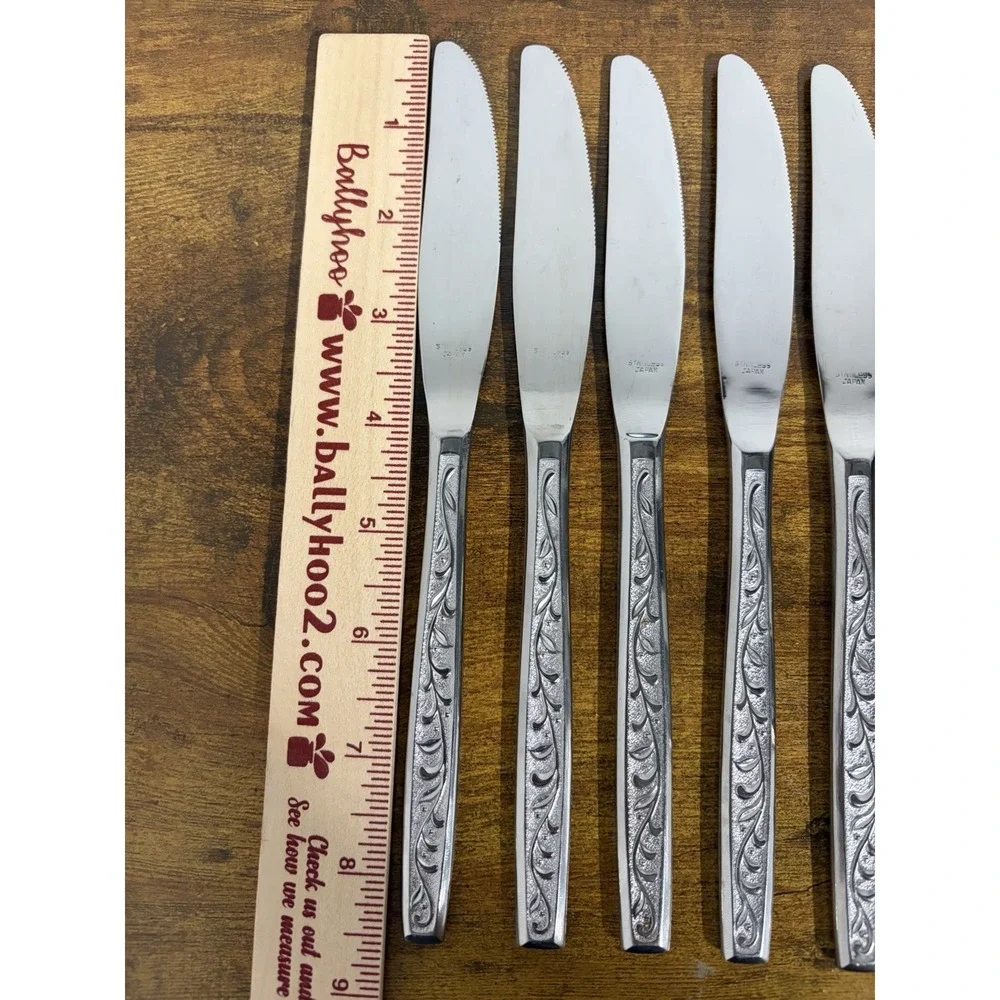 5 Dinner Knife Knives San Souci Stainless Utica Vine Scroll Glossy 108480 8 1/2